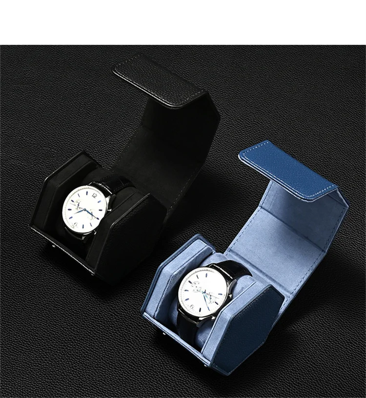 Oirlv Portable Watch Box Leather Watch Organizer Hexagon Watch Storage Box With Pillow Wristwatch Bag Birthday Gift Watch Case