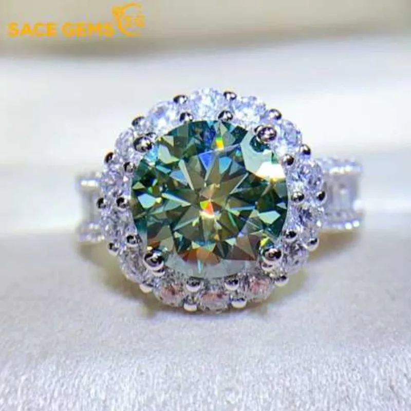 

SACE GEMS GRA Certified D Color 3ct Moissanite Ring 925 Sterling Silver Plated with 18k White Gold Rings for Women Fine Jewelry