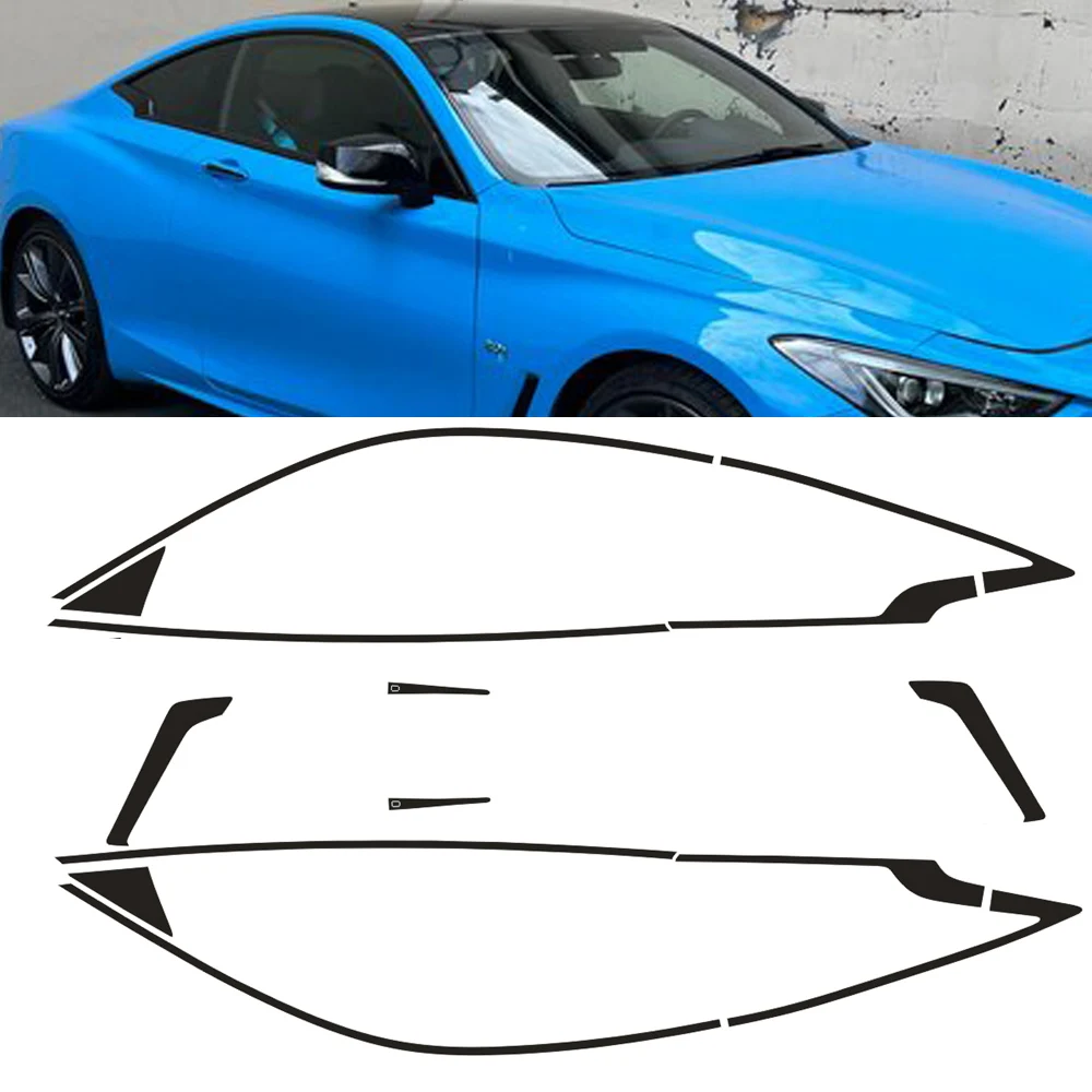 Matte/Glossy Black Chrome Delete Window Trims For Infiniti Q60 2017-2020