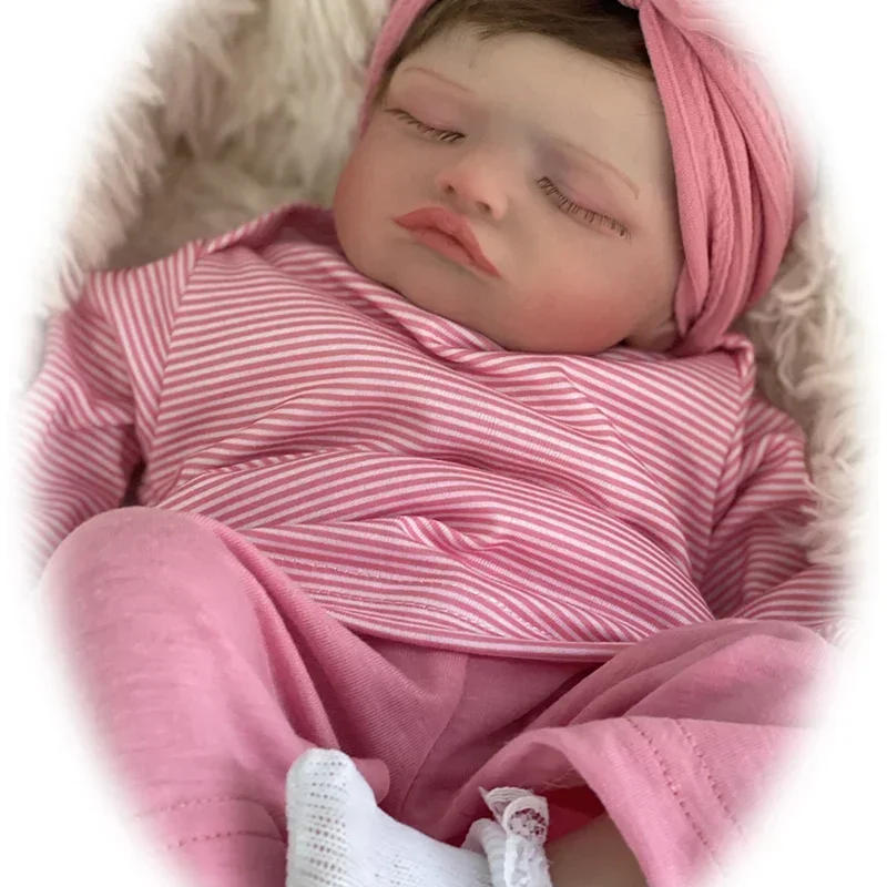 45cm Reborn Sleeping Rosalie Soft Hand Rooted Hair 3D Skin with Veins Collectible Art Doll