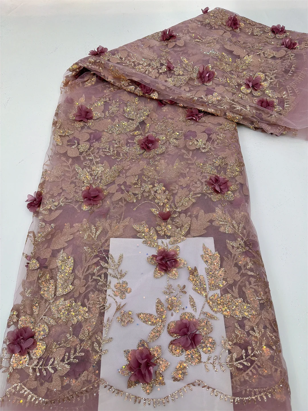 

Новейшая африканская роскошная кружевная ткань SJ с пайетками 2026 года, высококачественный 3D-кружевной материал, французские и нигерийские кружевные ткани для женщин