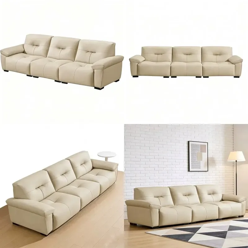 Modern Top Cowhide L-Shaped 3-Seater Sofa Cover for Living Room Gym Villa Removable Washable Upholstery Massage