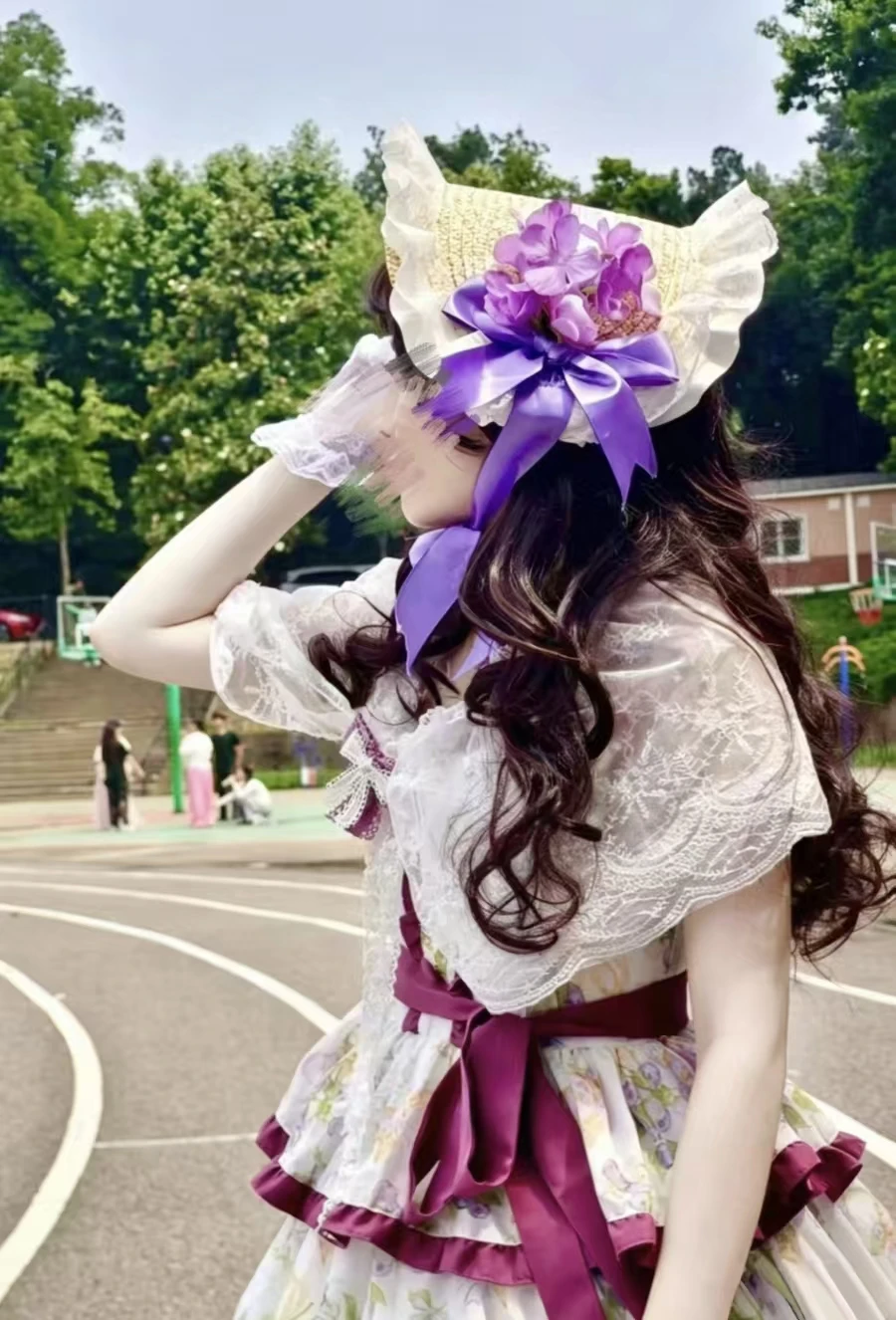 Kawaii Grape Print Princess Dress with Ruffles Bow Vintage Victorian Style Evening Party Sweet Elegant Lolita Jsk Dress for Wome