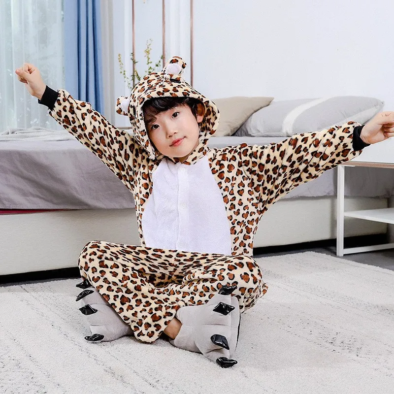 New adult and children cheetah costume Halloween animal costume Leopard parent-child costume party drama costume