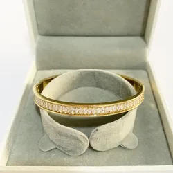 High Quality Luxury Zirconia Inlaid Stainless steel Bangle Gold Color For Women Charm Bracelet Exquisite Jewelry Accessories