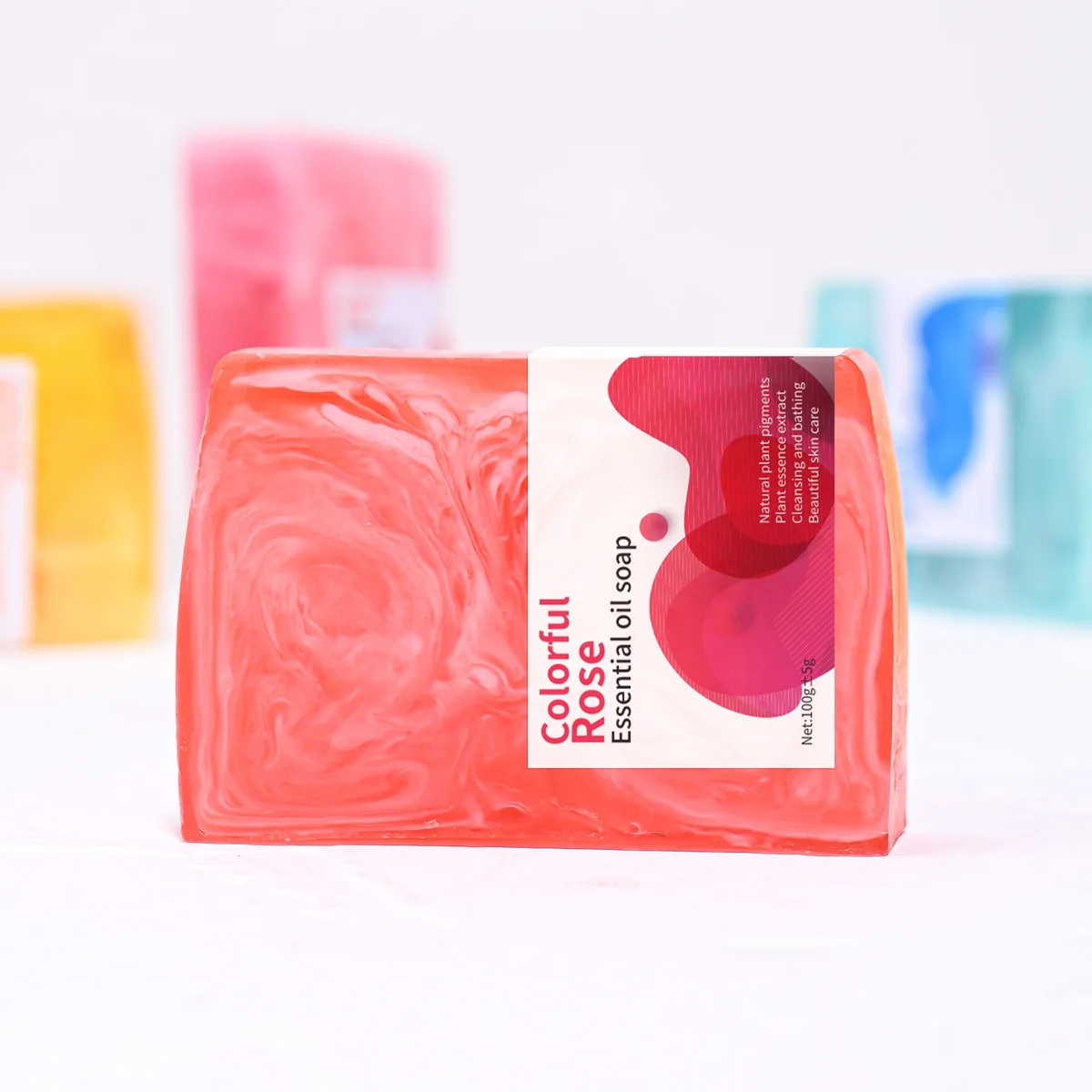 100g Colorful Rose Cleaning Soap Moisturizing Skin Care Damascus Rose Extract Essence Cleansing Bath Soap