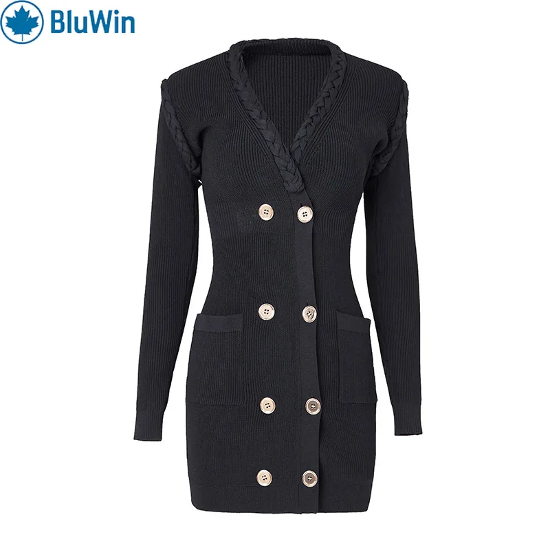 

URBANCHIC French Hepburn Style Cable Knit Dress Women 3D Applique Waist Defining Vintage Elegant Spring Autumn
