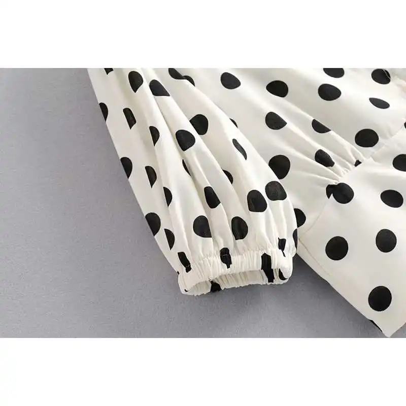 

Summer New Puff Sve Polka Dot ort Single Breasted irt Cleanfit Sle Women's Ultra-ort Length irt Thin Material