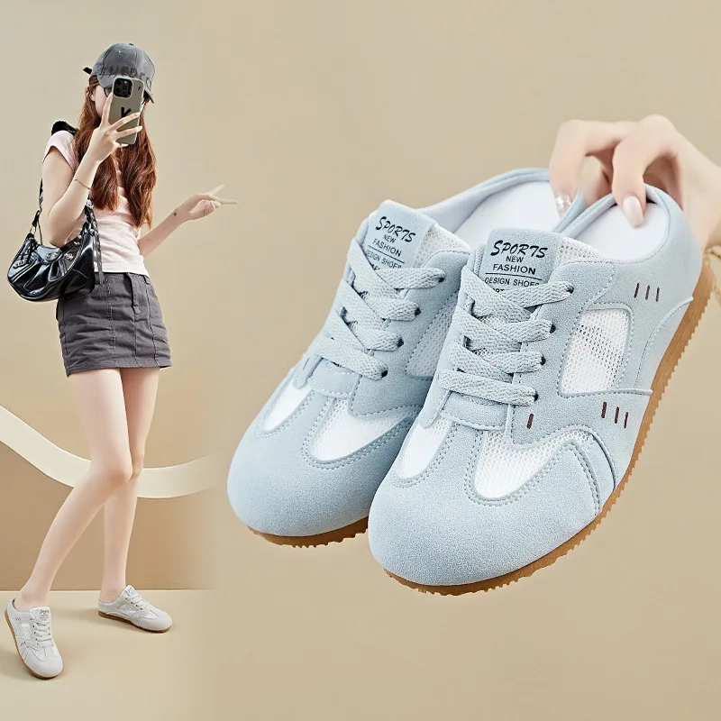 

Женская обувь, новые летние стильные удобные тапочки, уличные повседневные тапочки с дышащей сеткой, Zapatillas Mujer, нескользящие на плоской подошве