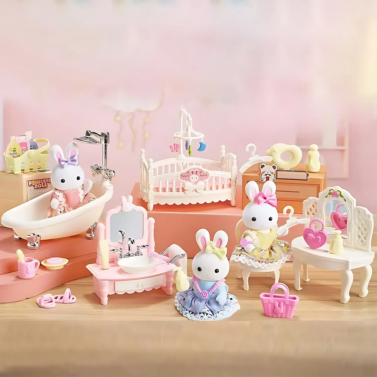 فستان أرنب صغير فتاة لطيف محاكاة المشهد لعبة اللعب منزل الأطفال هدية عيد ميلاد التفاعل الداخلي بين الوالدين والطفل #3