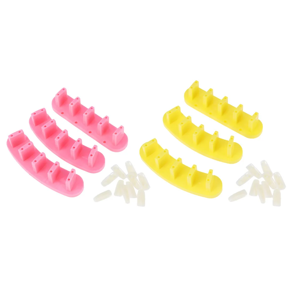 

2 Boxes Nail Art Practice Rack Premium Material DIY Manicure Tool Display Stand Yellow Pink Nail Showing Stand