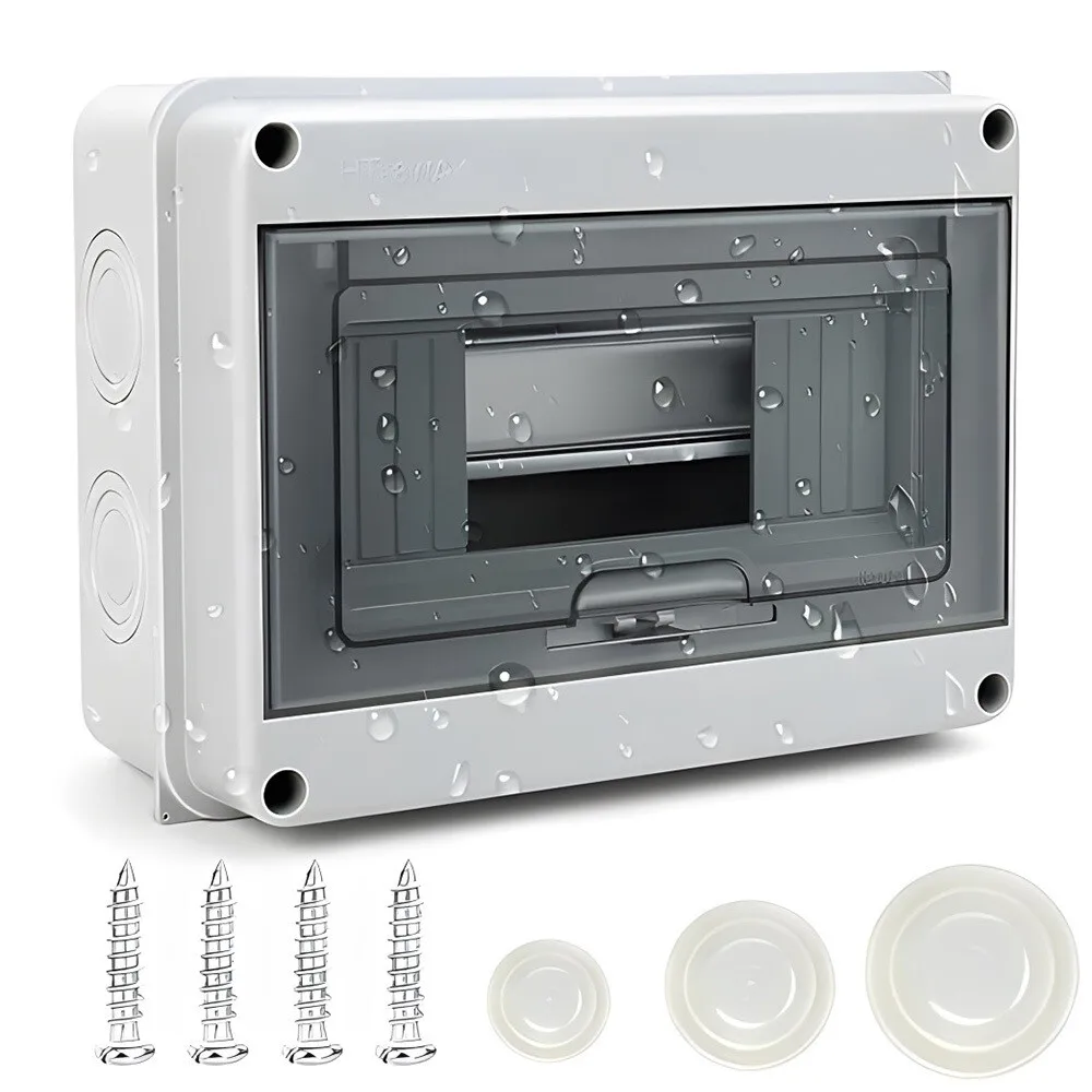 Quadro elettrico a 12 moduli per ambienti umidi, distributore a vista per esterni, impermeabile IP65, con morsetti e guida DIN