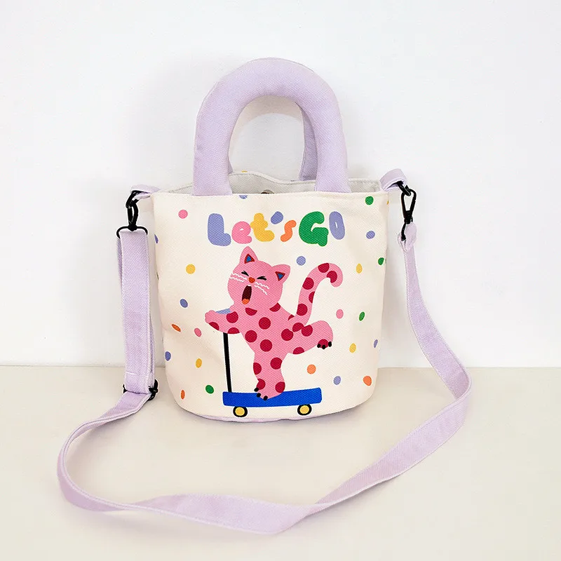 Girls Crossbody Bag Cat Print Cute Children Handbag Detachable Shoulder Strap 2026