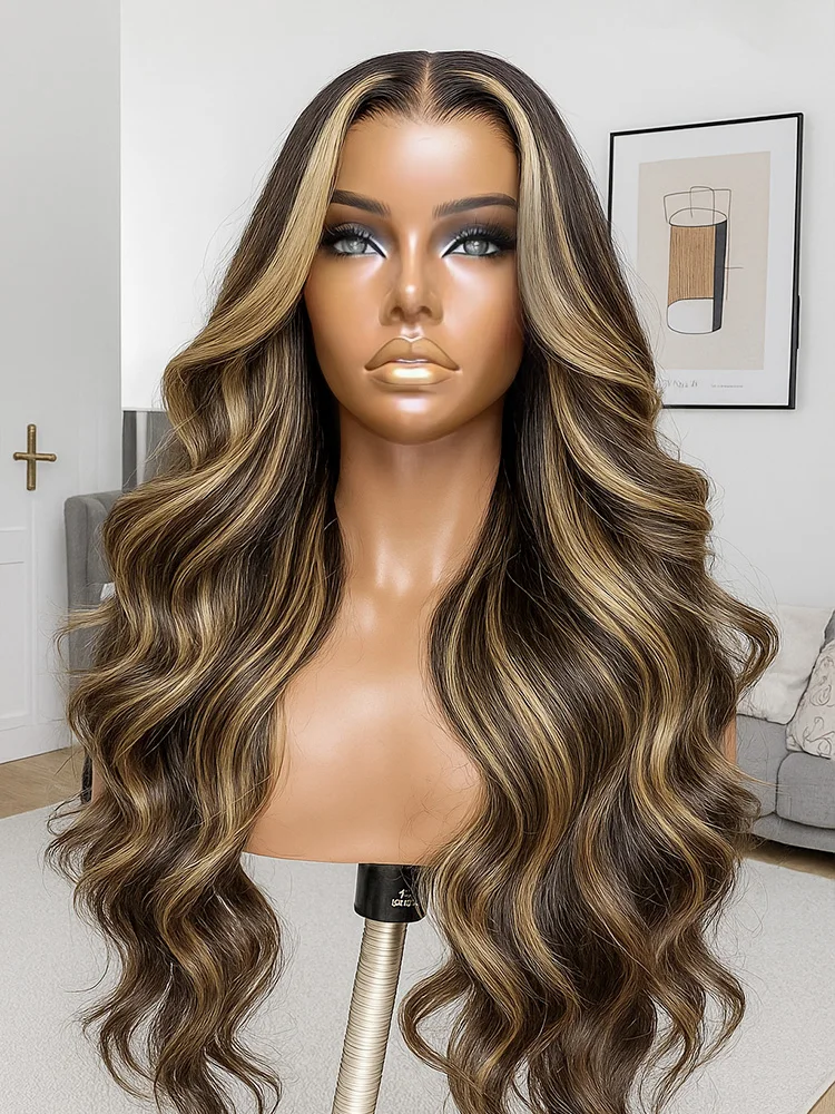 30 بوصة الجسم موجة تسليط الضوء على شعر مستعار 4/27 أومبير البرازيلي الشعر البشري 13x4 HD الدانتيل الجبهة 200 الكثافة شعري طبيعي قبل قطعها الباروكات