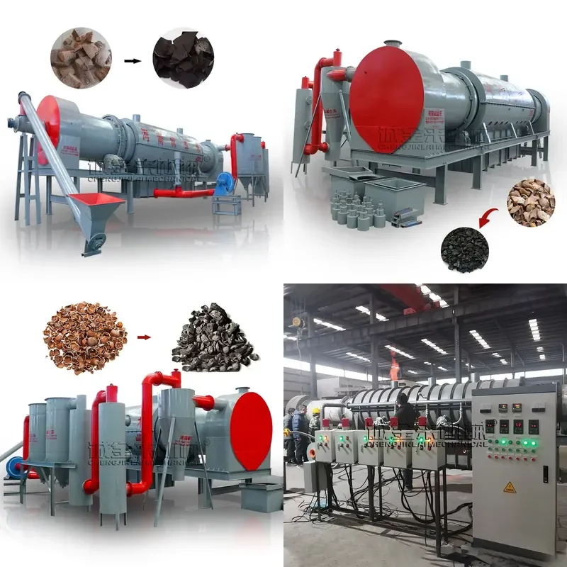 Continuous Wood Carbonization Kiln Charring Furnace Continuous Rotary Carbonization Industry Leader Rice Husk Activated