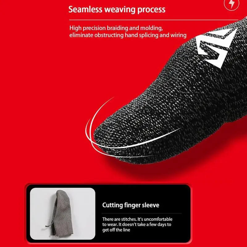 2 Pcs Mobile Game Fingertip Gloves Sweatproof Anti-slip Touch Screen Finger Sleeve Breathable Gaming Fingertip Cover For Gamer view 5