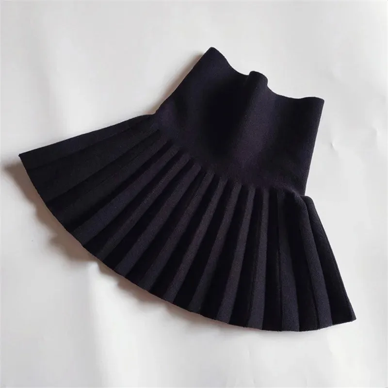 Children's Skirts Autumn/Winter Girls' Skirts Children's Knitted Pleated Short Skirts High Waist Pleated Skirts Solid Color - Image 4