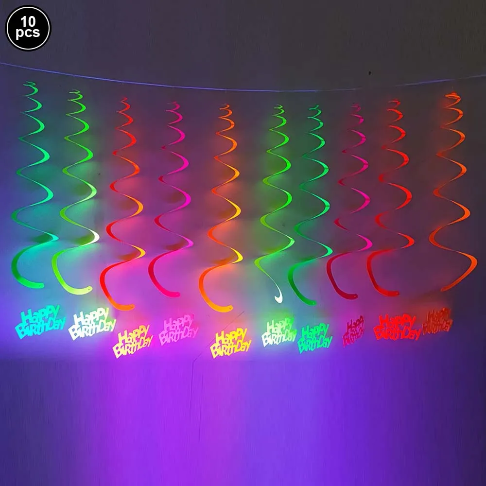 Neon-Partyzubehör „Let Glow Party“, Einweg-Teller, Tassenserviette, im Dunkeln leuchtende Themendekoration für Geburtstags-Babyparty-Party – Detail 3
