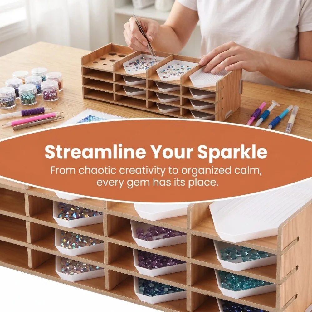 

16 Grid Layered Structure Rhinestone Tool Tray Independent Grids Solid Frame Multi-layer Organizer Lightweight