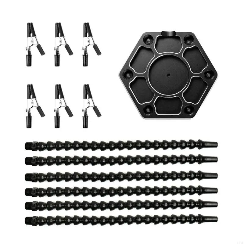 

15YF Multifunctional Helping Hands with 6 Flexible Gooseneck Metal Arms Heavy Duty Base with Solder Spool Holder Dispenser
