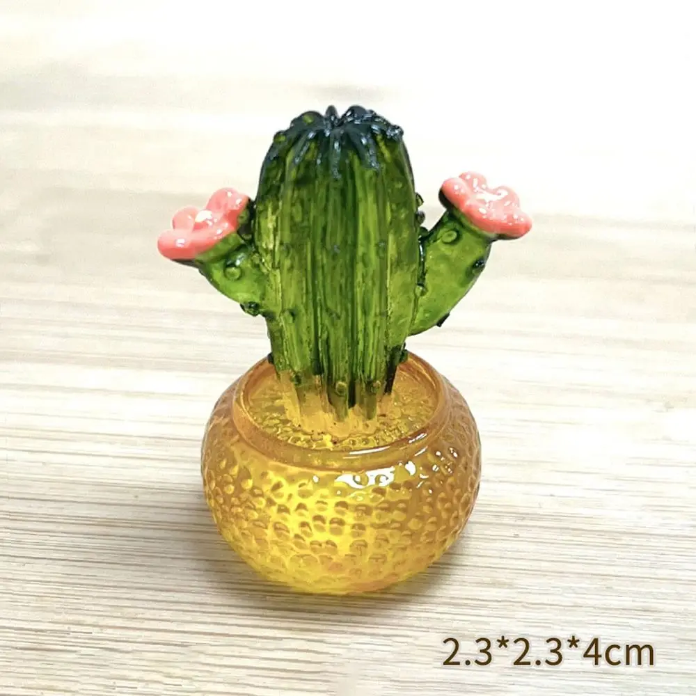 Cartoon Cactus Bonsai Decor Transparent Fleshy Resin Crafts Mini Cactus Figurines Realistic Simulated Cactus Home Accessories
