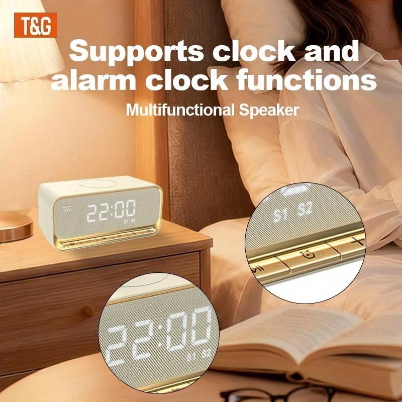 TG461 kabelloser Lautsprecher, unterstützt Uhr- und Weckerfunktionen, 3600mAh, LED-Display Digitaluhr. – Detail 6