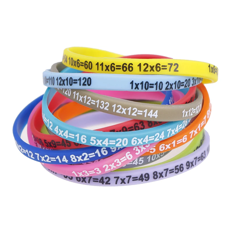 12 unids/set tablas de multiplicar pulsera de silicona suave aprender matemáticas pulsera educativa para niños material didáctico preescolar juguete de matemáticas