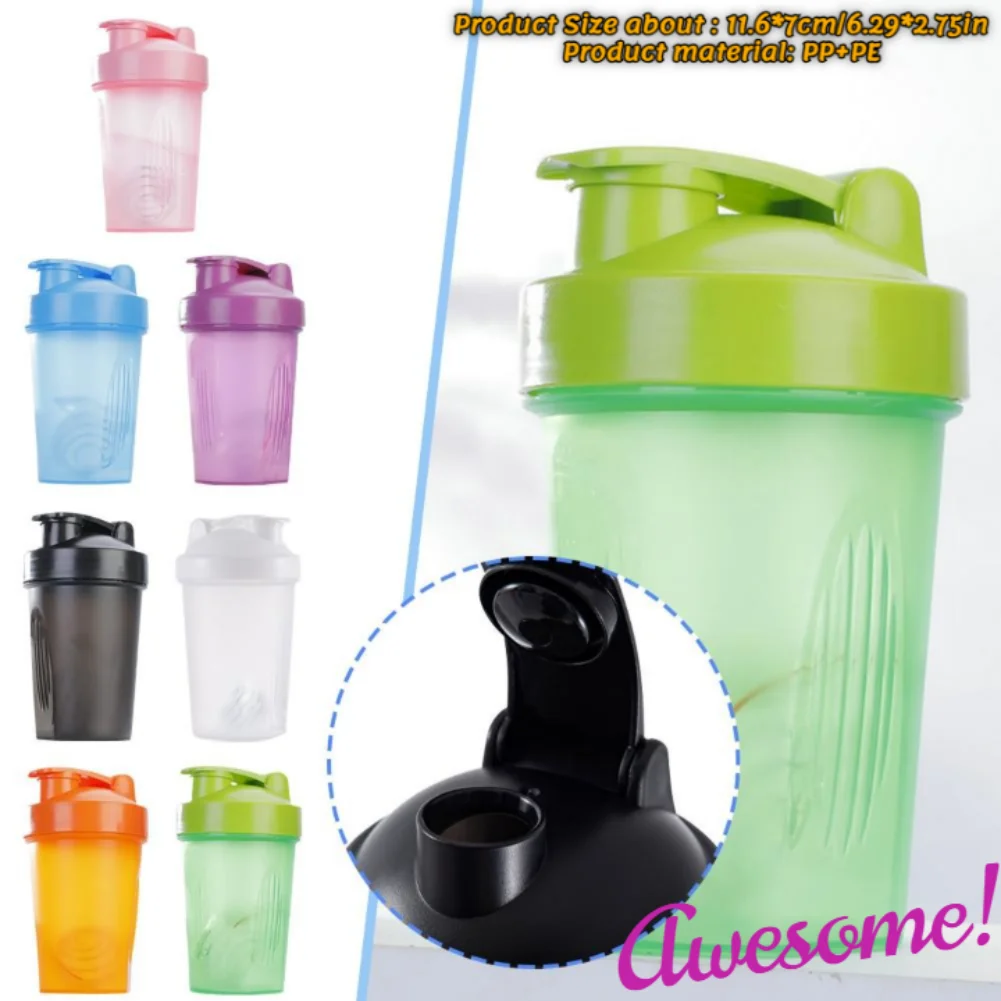 NEW 400ML Shaker Bottles Sport Water Cups Whey Protein Powder Mixer Bottle Fitness Gym Shaker Outdoor Portable Plastic Drink Cup