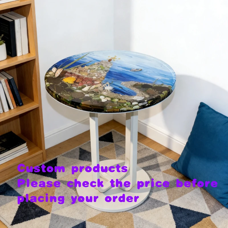 custom.Resin Crafts Home Furniture Living Room Epoxy Resin Coffee Table With Pebble Marine Design Luxury Round Modern Coffee