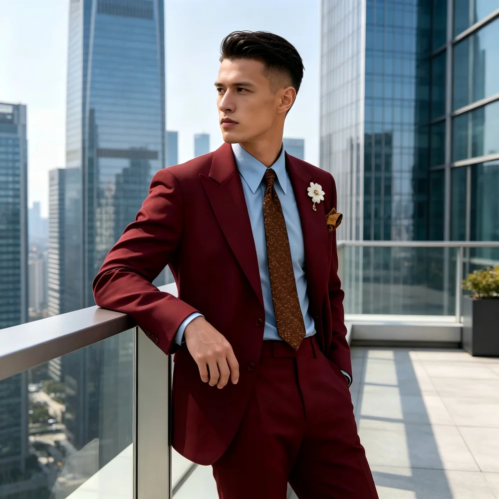 

Men's High-Quality Nightwear Tuxedo Vest Pants Three-Piece Set Wedding Business Casual British Style Clothing