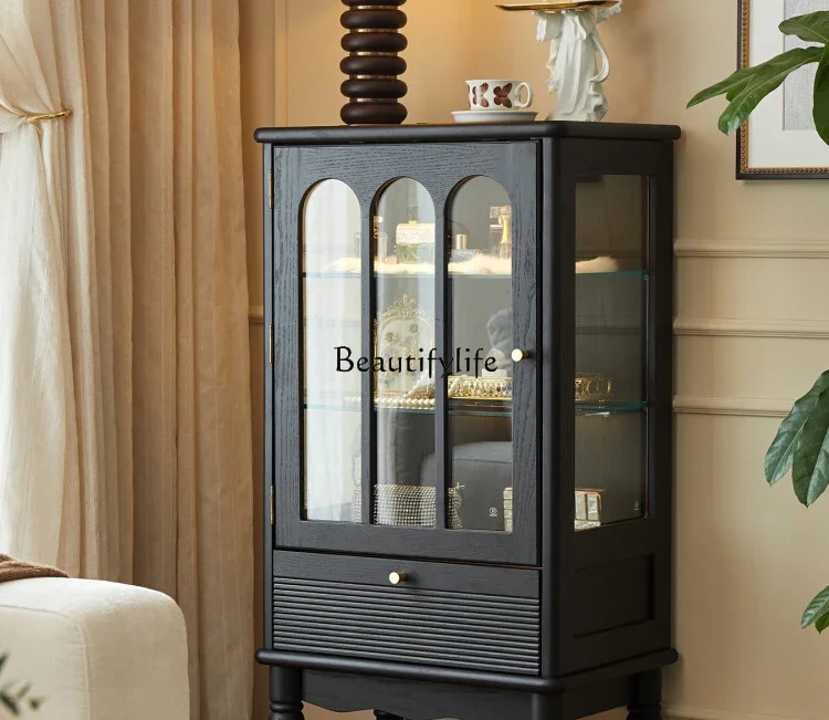 

French retro display American glass TV cabinet next to the locker