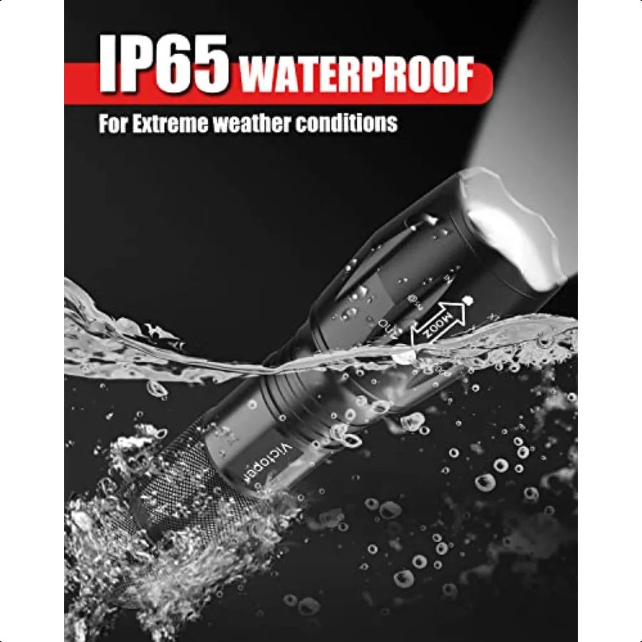 LED-zaklamp 2-pack Heldere tactische zaklamp Hoge lumen met 5 modi Waterdicht zoombaar flitslicht voor buitencadeaus voor mannen