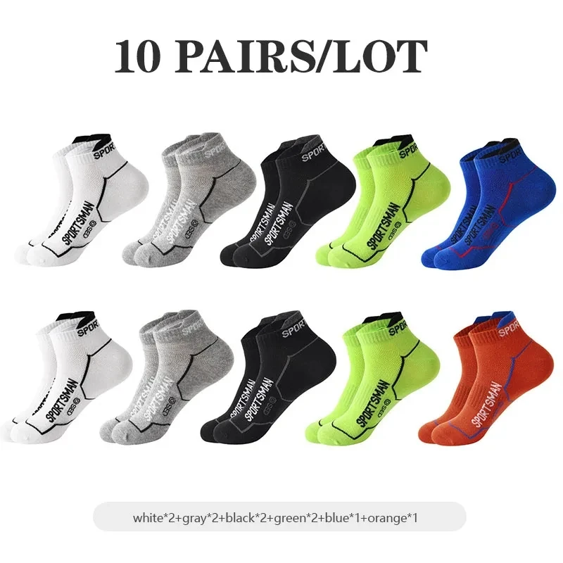 10Pairs High Quality Men Ankle Socks Breathable Cotton Sports Socks Mesh Casual Athletic Summer Thin Cut Short Sokken Size 38-44