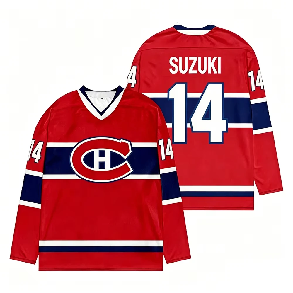 Neues Kinder-Hockeytrikot der Montreal Canadiens, V-Ausschnitt, langärmlig, sportliches Sweatshirt für Damen und Herren, Spieler-Cosplay-Oberteil – Detail 15