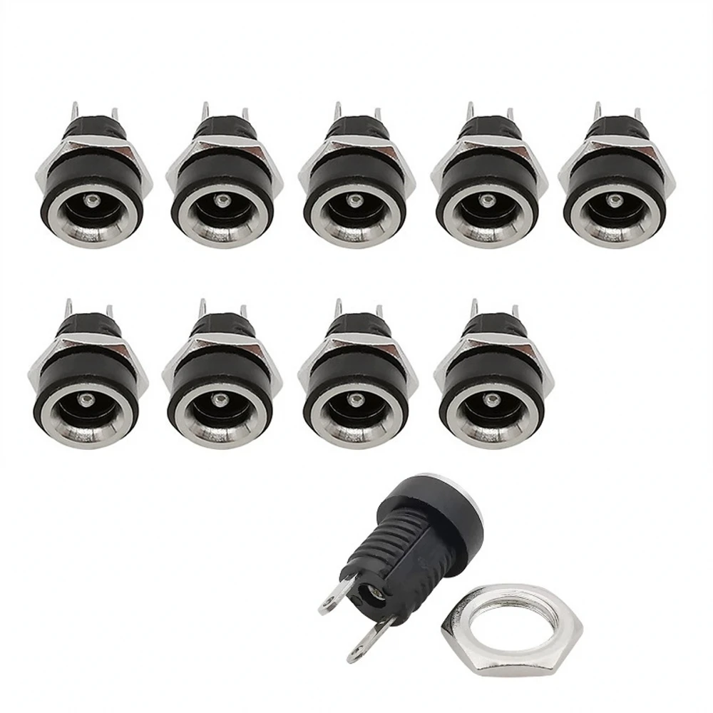 

10PCS DC022B DC Power Supply Female Jack Panel Mount Connector 5.5x2.1mm Dc Socket 2 Legs Terminal Plug Adapter Connectors