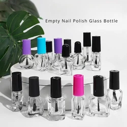 5/10/15ml Empty Nail Polish Glass Bottle Clear Portable Nail UV Gel Container Refillable Bottle Square Round Cosmetic Tube