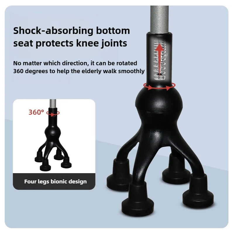 ‌Lightweight Walking Cane, Non-Slip Quad Cane with Rubber Tip,Elderly Mobility Walking Stick,Adjustable Support Cane for Seniors