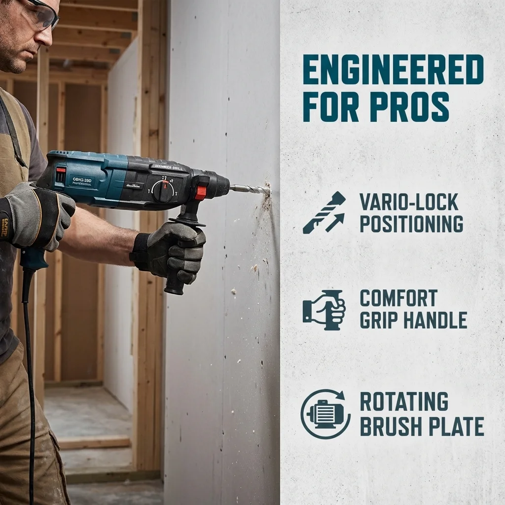 Corded Rotary Hammer Drill, SDS Plus Hammer, 3-in-1 Demolition Drill, Concrete Breaker, Wired Hammer for Brick, Stone Fit Bosch