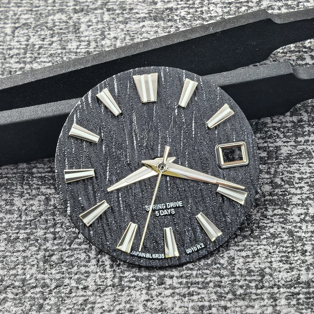 New Wave Vertical Bar Nail Dial GS Dial 28.5MM Green Luminous Mechanical Watch Modified for Installing NH35 Movement Accessories