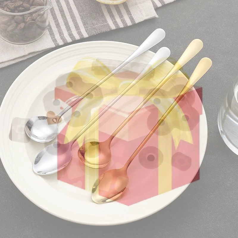 【HG】6PCS Coffee Spoon Long Handle Ice Cream Dessert Tea Spoon For Picnic Drinkware Tableware Kitchen Set Supply