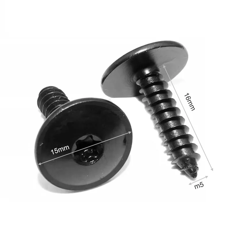 20pcs/set Car Fender Metal Self-tapping Screws M5X16 T25 Black Plum Inner Hole for VW Audi Auto Chassis Bolts