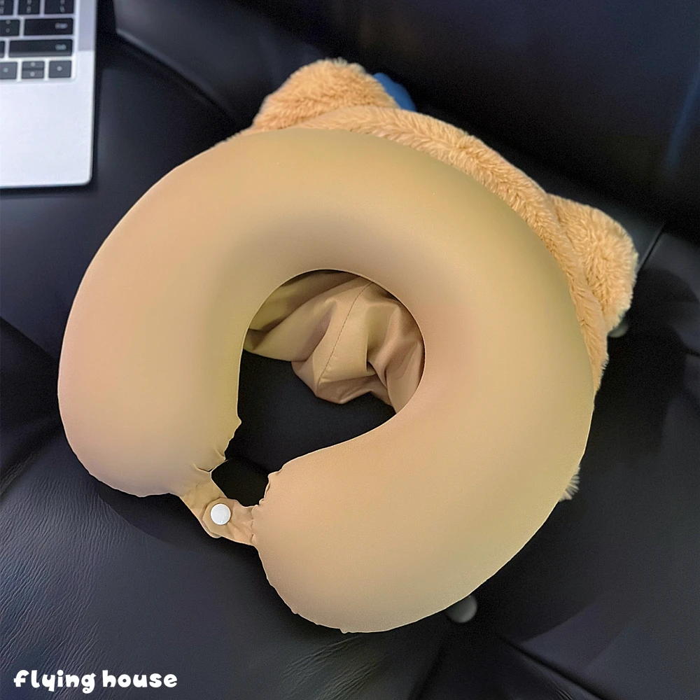 Sanrio Hello Kitty Cuscino da viaggio con cappuccio a forma di U per aereo Auto Comodo supporto per pisolino per dormire con regolabile