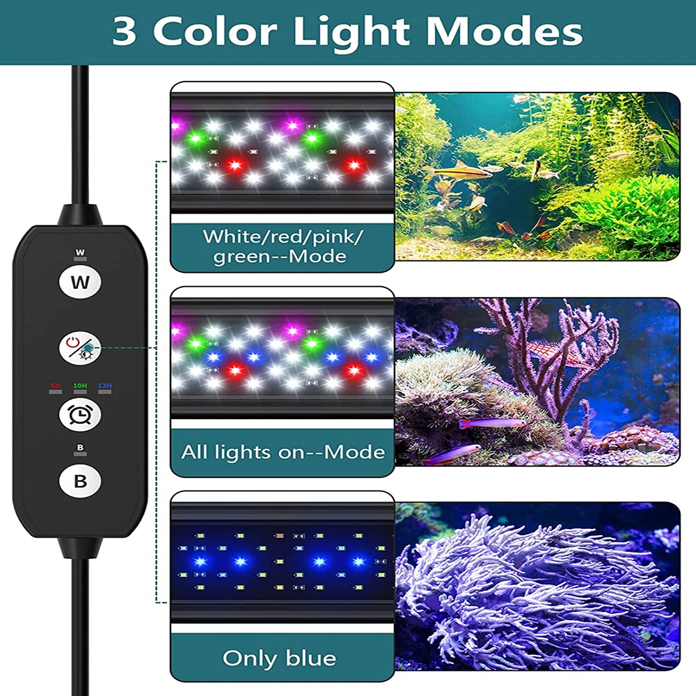 120cm Auto on off LED Aquarium Light for Water Plants Full Spectrum Fish Tank Light with Timer WRGB LED Lamp for aquarium