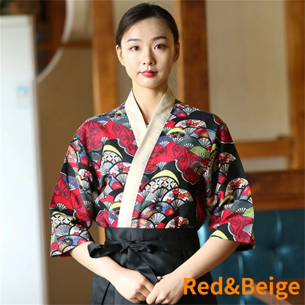 

New style Japanese Sushi Uniform for Chef Men ，Women Kimono for Restaurant Waiter Waitress Japanese pattern style chef top