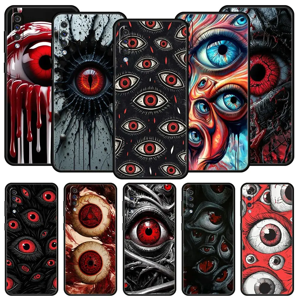 Spooky Scary Red Eye Phone Case for Samsung Galaxy A56 A36 A26 A16 A34 A24 A42 A22 A20 A12 A40 A30 A10 5G Soft TPU Cover Shell
