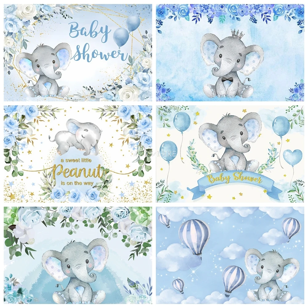 Elephant Baby Shower ฉากหลังสําหรับถ่ายภาพ Baptism เด็กผู้หญิง First Birthday Party Decor เด็กภาพพื้นหลัง Photo Studio