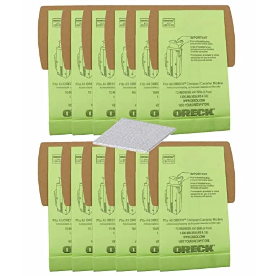 

Совместим с пакетами для пылесосов Oreck типа BB Compact Canister Bags, 12 штук, с моторным фильтром PKBB12DW.