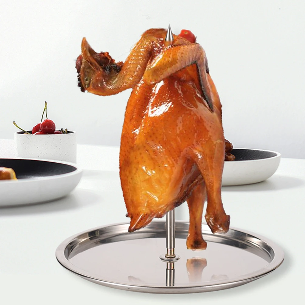 

Съемная подставка для готовки индейки, съемная ручка с основанием из нержавеющей стали 304, гриль для жареной курицы, вертикальный усиленный гриль