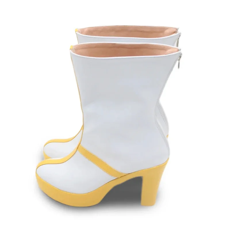

DY20Ariel Aria Kisaki Обувь для косплея Сапоги на каблуке 2,5 размера, соблазнительная кожа, латекс, желтый, Хэллоуин25