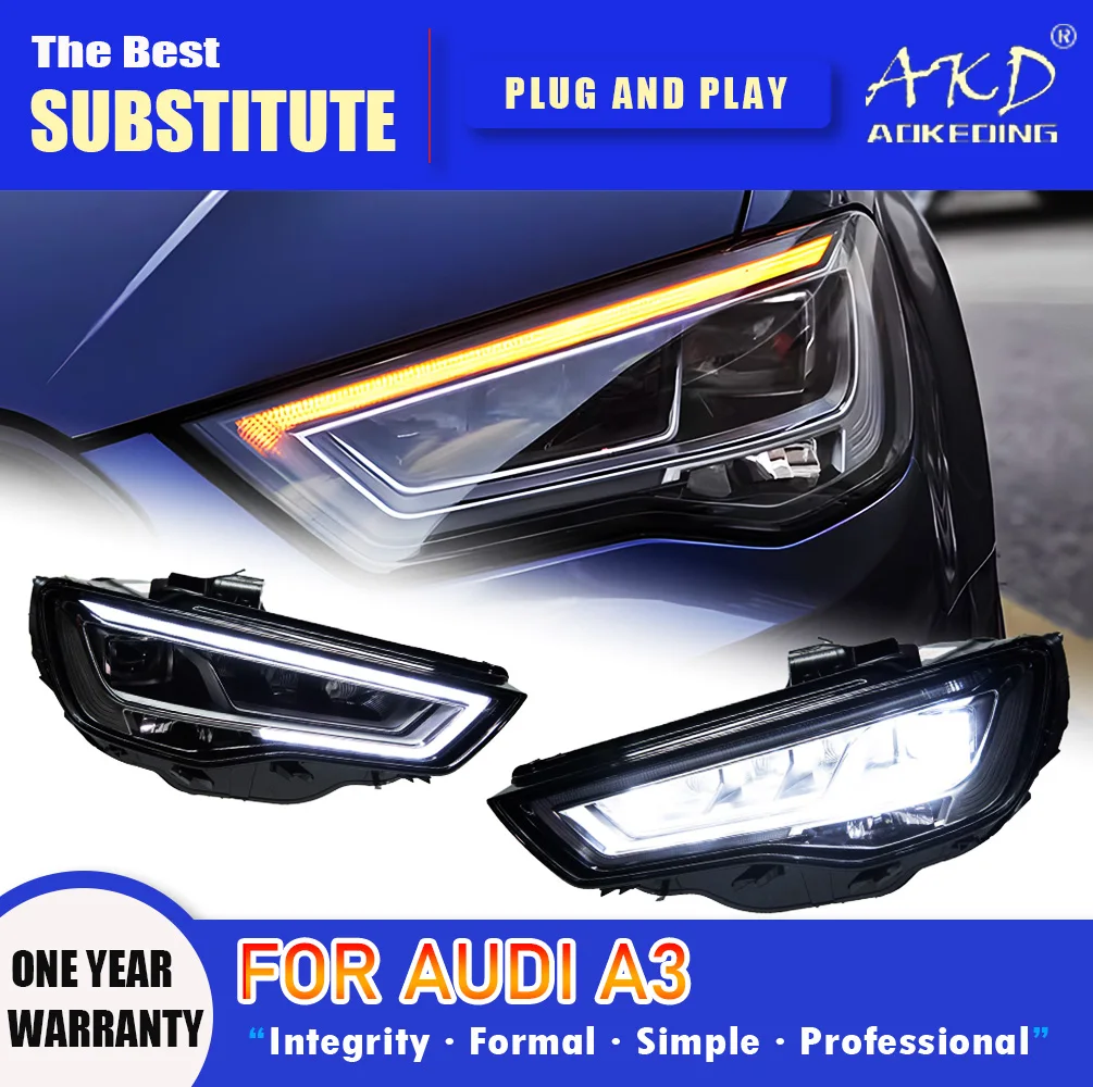 AKD Head Lamp for Audi A3 LED Headlight 2013-2016 Headlights S3 DRL Turn Signal High Beam Angel Eye Projector Lens 